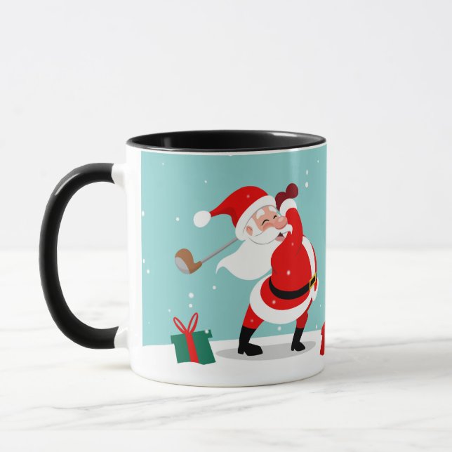 Taza El Cute Santa Claus juega al ilustracion de golf (Izquierda)