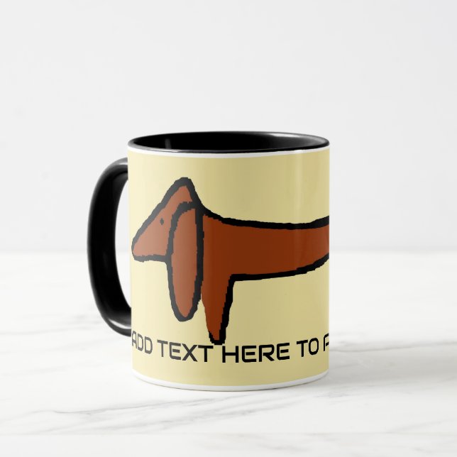 Taza El Dachshund marrón, añade texto, (Anverso izquierdo)