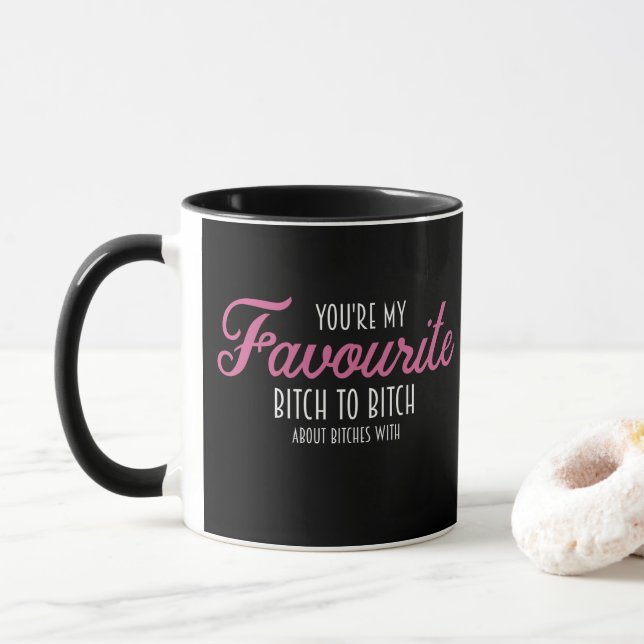Taza El deletreado rosado blanco usted es mi favorito - (Con donut)