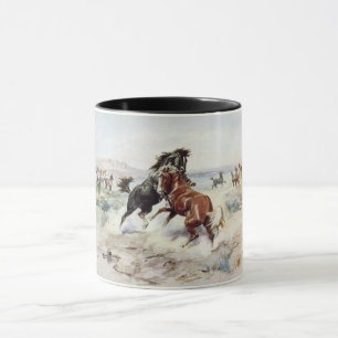 Taza El desafío (Los Stallions de Caballos luchando)