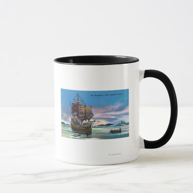 Taza El desembarco de Mayflower en la escena de 1620 (Derecha)