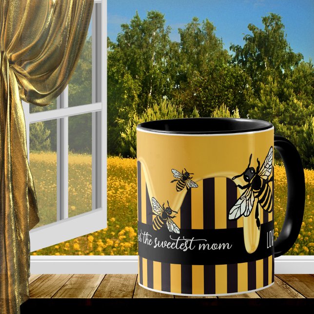 Taza El día de la madre a rayas de miel de abeja dulce (Subido por el creador)