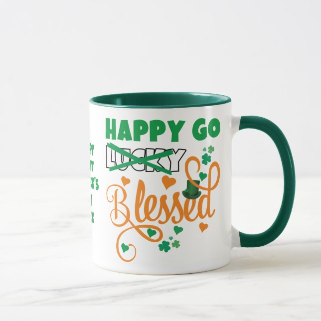 Taza El Día de San Patricio FELIZ VAMOS Afortunadamente (Derecha)