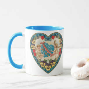 Taza El día de San Valentín antiguo, ángeles de época e