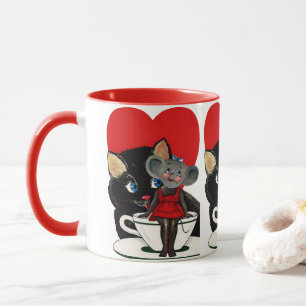 Taza El día de San Valentín de época, corazón de la Cop