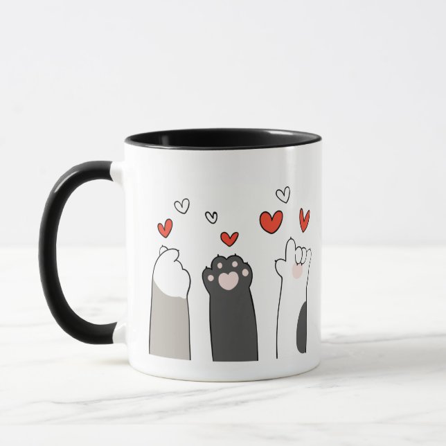 Taza El día de San Valentín De Gatos Cutos Ilustrados C (Izquierda)