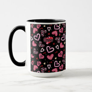 Taza El día de San Valentín de patrones de corazones ro