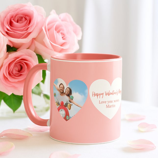 Taza El día de San Valentín fotográfico de corazones ro (Subido por el creador)