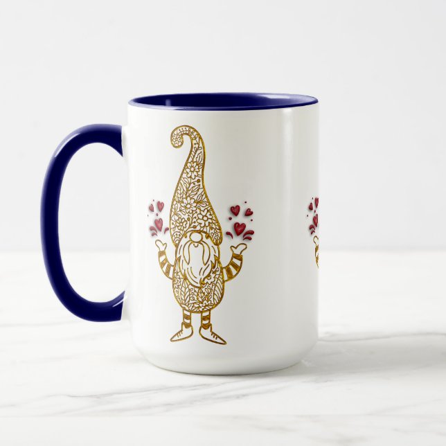 Taza el día de San Valentín lindo amor gnome abrazos be (Izquierda)