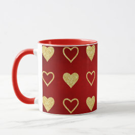Taza El día de San Valentín Red Luxury Golden Hearts