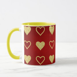 Taza El día de San Valentín Red Luxury Golden Hearts