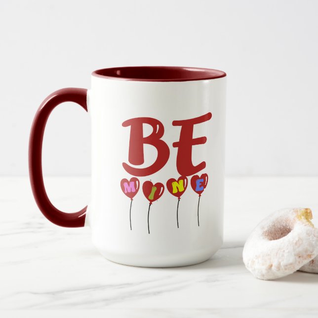 Taza El día de San Valentín Regalo Mug, Cute Be Mine Cu (Con donut)