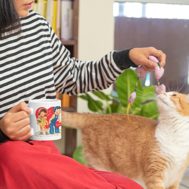 Taza El día de San Valentín retro, Chica ventilado y co (Subido por el creador)