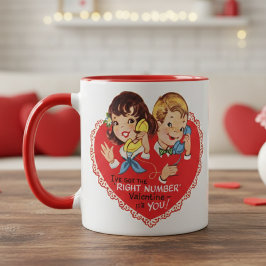 Taza El día de San Valentín Retro Vintage Boy Chica