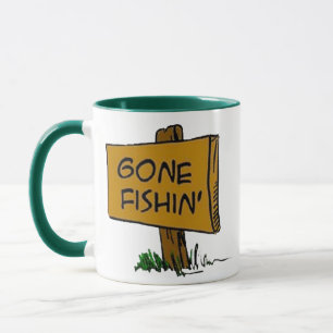 Taza El divertido logo de Rustic Fun Gone Fishin Expres