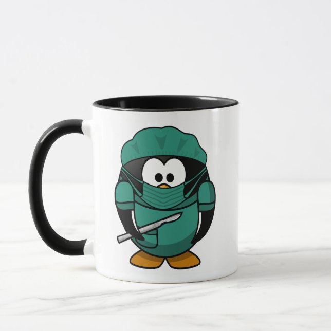 Taza El Dr. Penguin Cartoon médico (Izquierda)