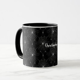 Taza El encaje de Spiderweb de plata en negro