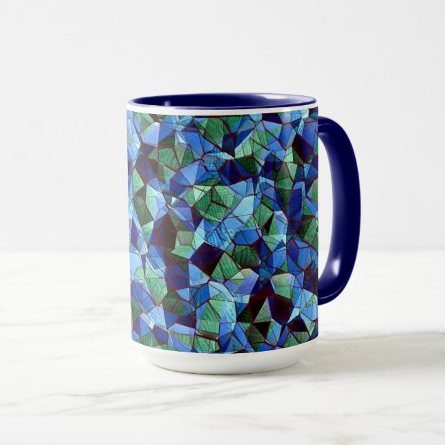 Taza El encanto de los mosaicos irregulares verdes y az (Anverso derecho)