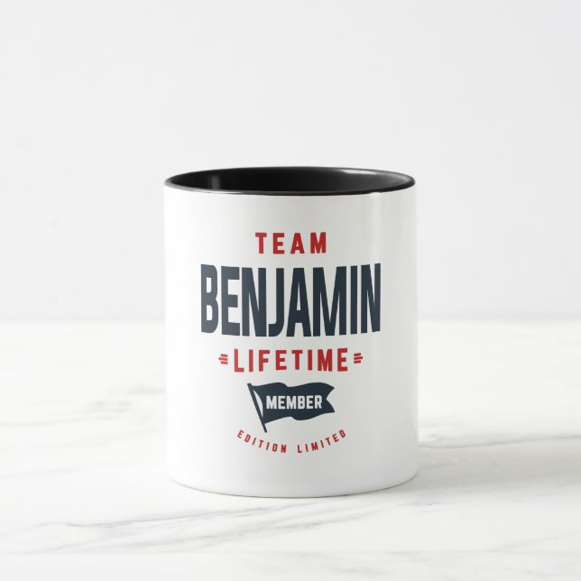 Taza El equipo Benjamin Lifetime Miembro Funny Nombre B (Centro)