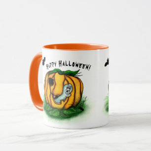 Taza El fantasma de Halloween , Bat , Ghost y Spider