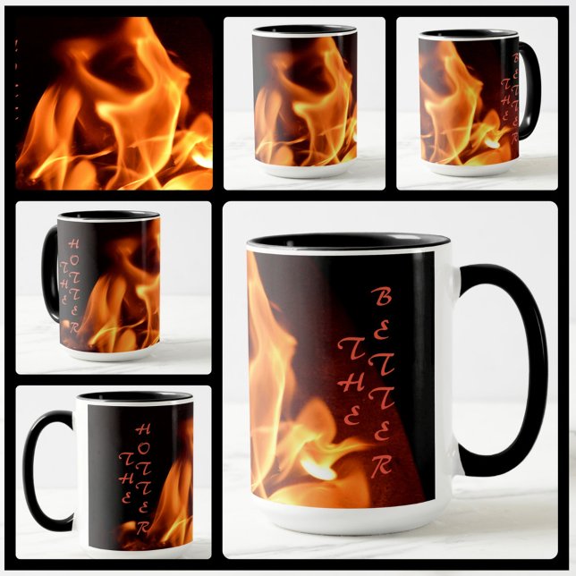 Taza El fuego abrasador de llamas hace más caliente a m (Subido por el creador)