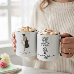 Taza El Futuro Pertenece a los Soñadores Frase de Gradu