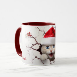 Taza El gato de Santa Claus en la pared