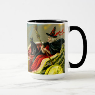 Taza El gato negro y la bruja de Halloween