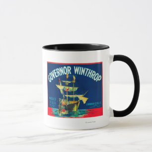 Taza El gobernador Winthrop Apple etiqueta (rojo) -