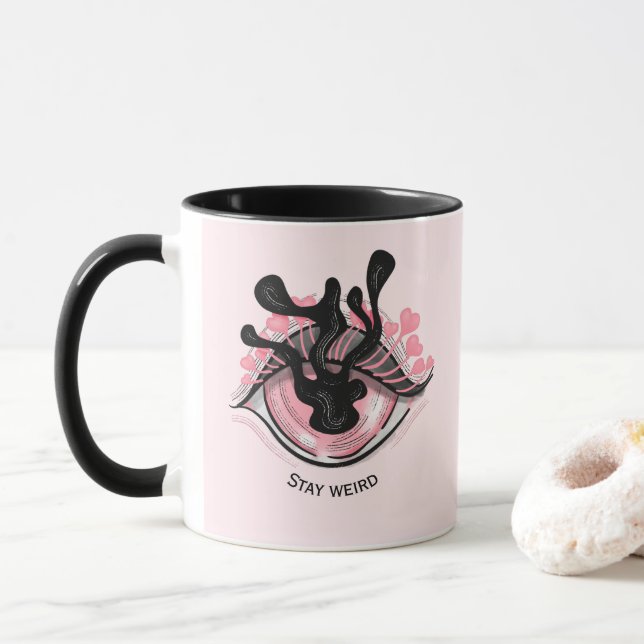 Taza El Gótico rosa, el miedo espeluznante, la rareza d (Con donut)