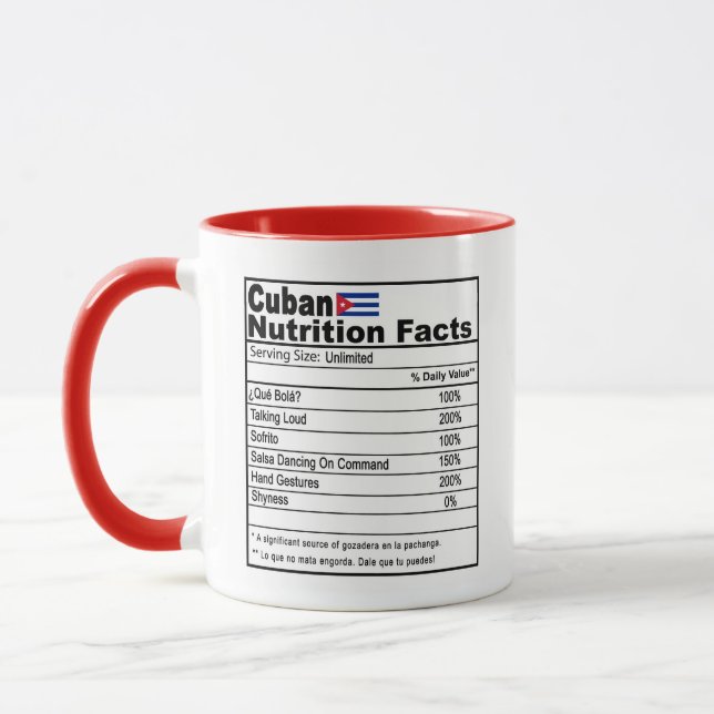 Taza El gracioso café cubano para la nutrición (Izquierda)