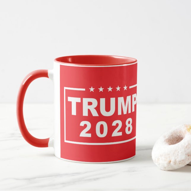 Taza El gracioso presidente Donald Trump de 2028 (Con donut)