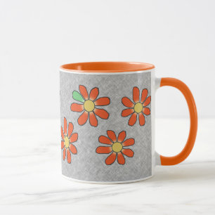 Taza El gráfico florece gris anaranjado
