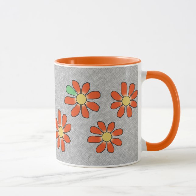 Taza El gráfico florece gris anaranjado (Derecha)