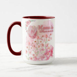 Taza El Hogar Es Donde Mamá Está Mug - Diseño Floral Ro