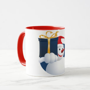 Taza El hombre de nieve entrega un regalo...