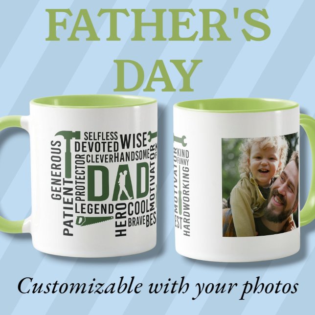 Taza El hombre, el papi mito, la leyenda (The Man The Myth Daddy The Legend green photo Mug)