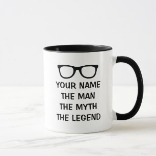 Taza El hombre mito leyenda gafas de lectura negras caf