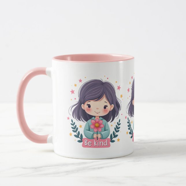 Taza El Ilustracion "Be Kind" de Kawaii, un arte magníf (Izquierda)
