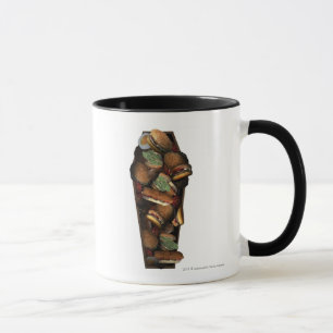 Taza El ilustracion de un ataúd llenó de los alimento