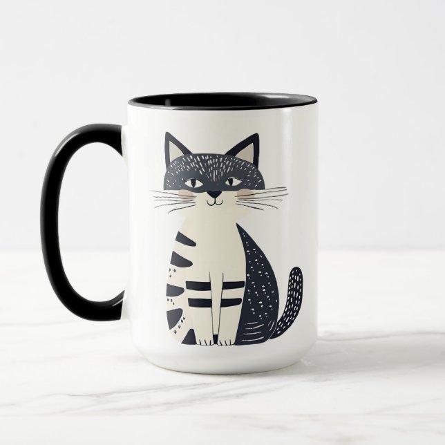 Taza El ilustracion representa un gatito lindo. (Izquierda)