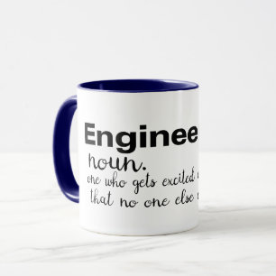 Taza el ingeniero consigue a retruécano emocionado del