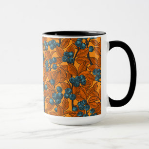Taza El jardín de arándanos, azul y naranja