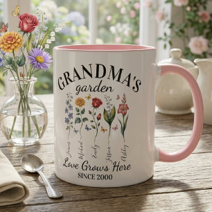 Taza El jardín de la abuela flores de nacimiento El amo