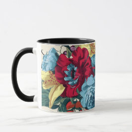 Taza El jardín florece con flores de colores de época