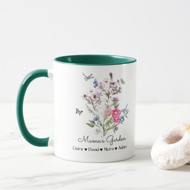 Taza El jardín personalizado de la mamá (Con donut)