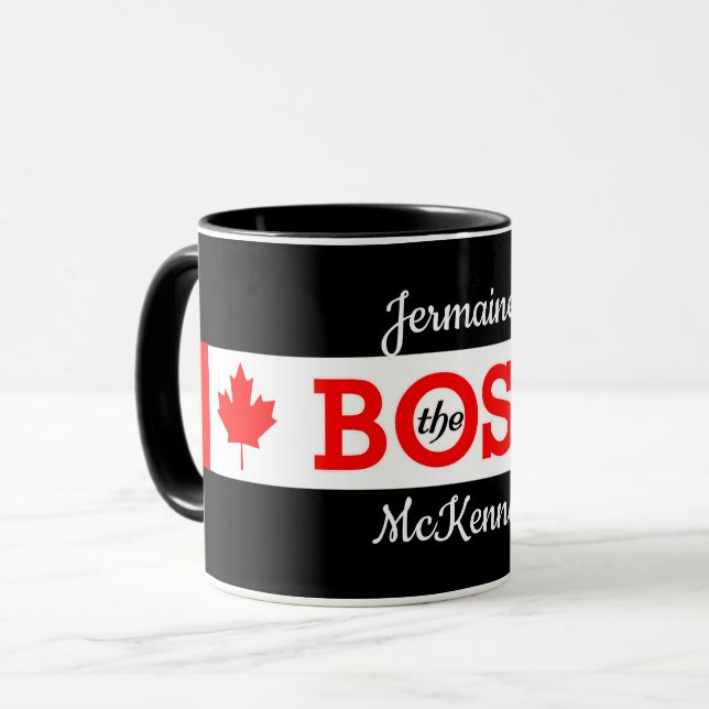 Taza El jefe con arce canadiense y su nombre (Anverso izquierdo)