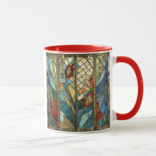 Taza El Jefe Rojo de Vidrio Manchado atiende al amanece