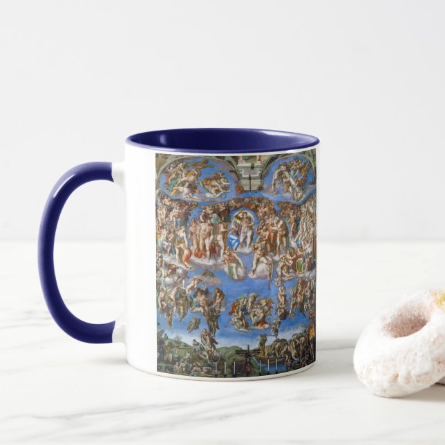 Taza El Juicio Final de Miguel Ángel (Con donut)