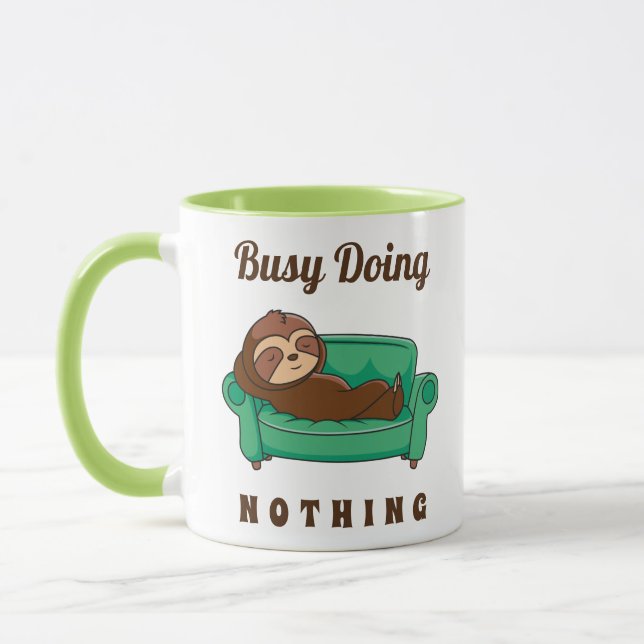 Taza El Lazy Sloth ocupado No Hace Nada Gracioso (Izquierda)